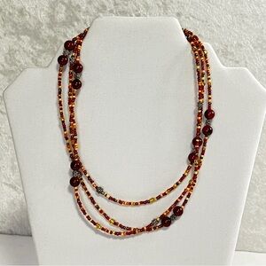 Genuine JASPER Beads &‎ Glass Bead Wrap Necklace with Magnetic Clasp 54 in